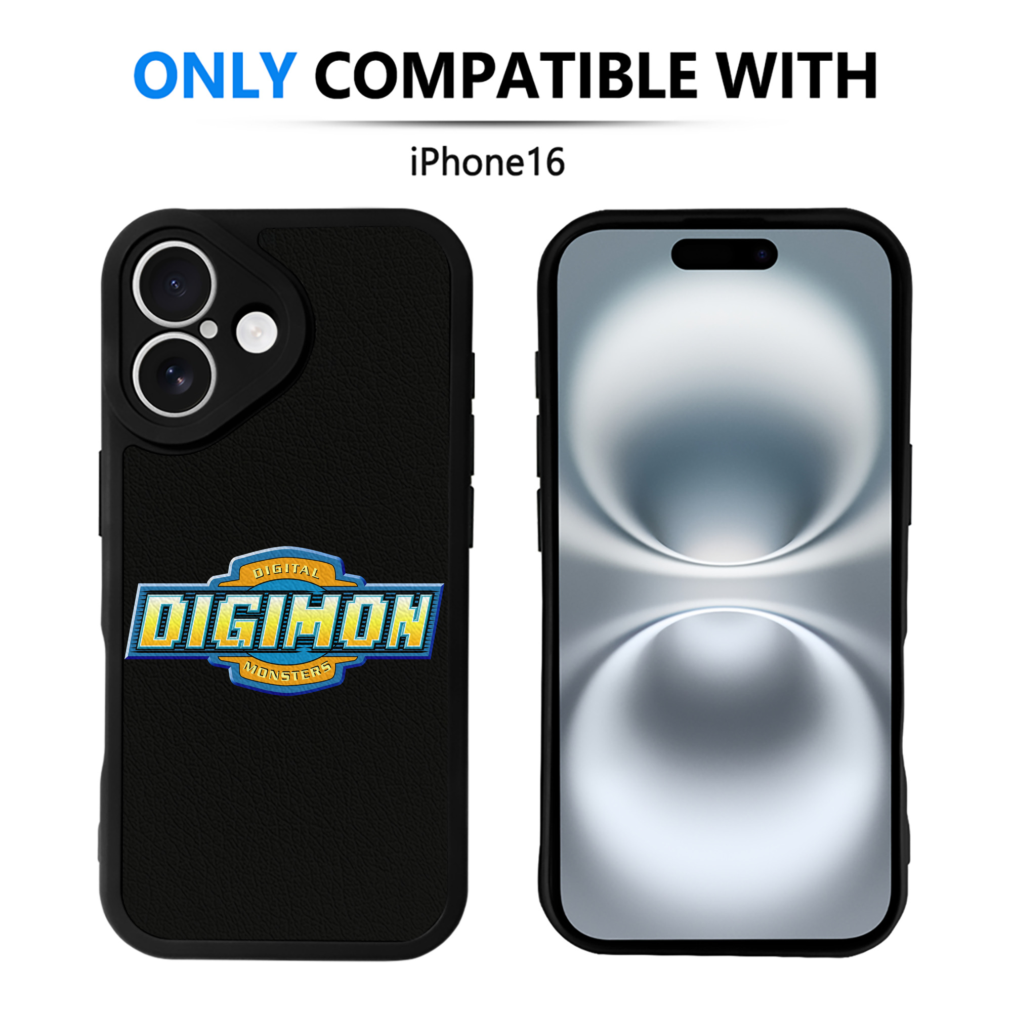 （画像用） Digimon デジタルモンスター/デジモン 【iPhone 16シリーズ対応】シリコンスマホケース（レザー調） 材質：シリコン